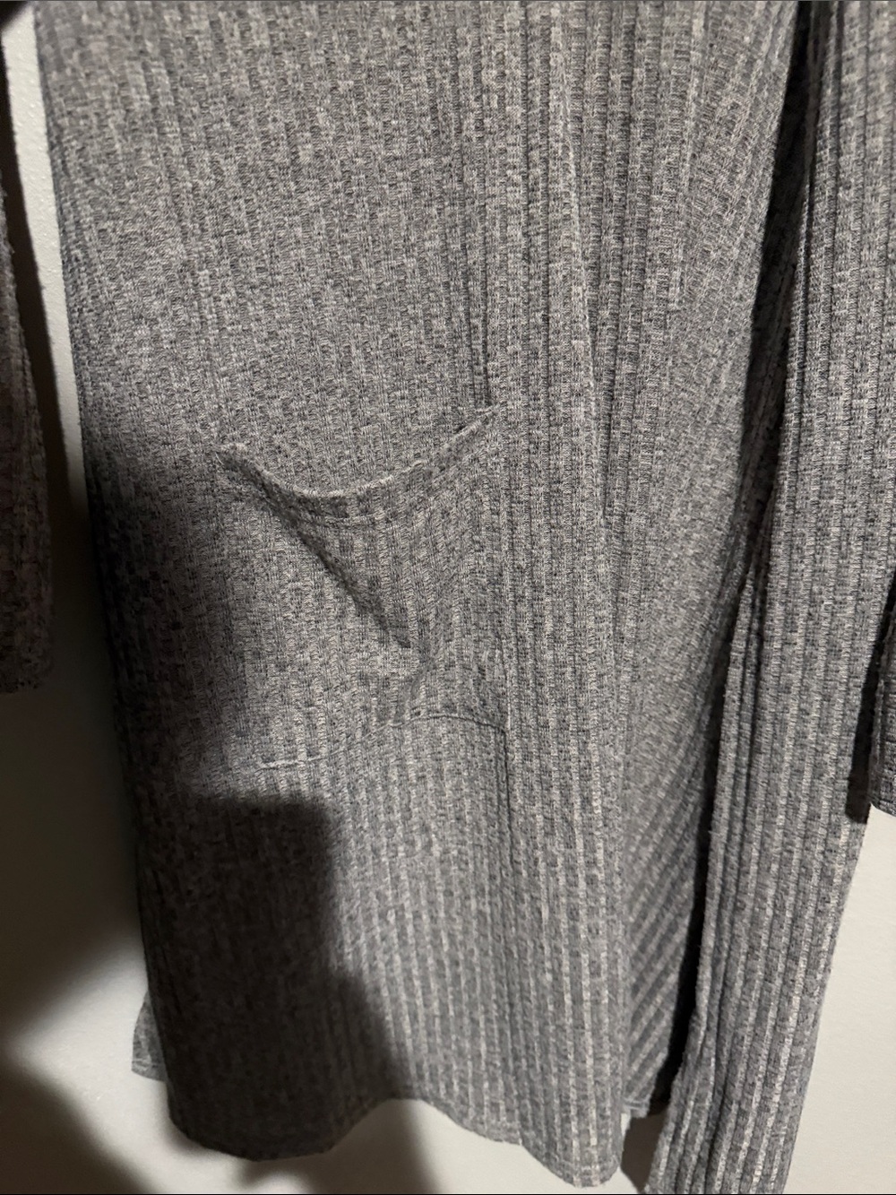 Soft Ribbed Open-Front Cardigan - Gray - Picture 3 of 4